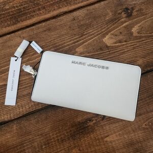 NWT Marc Jacobs Large Cotton Crossgrain Leather Continental Clutch Zip Wallet